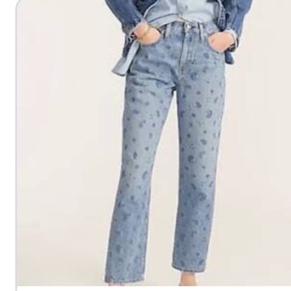 J. Crew Light Blue Patterned Straight Leg Jeans